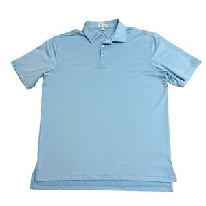 PETER MILLAR SUMMER COMFORT POLO SHIRT MENS L GOLF PERFORMANCE STRETCH BLUE